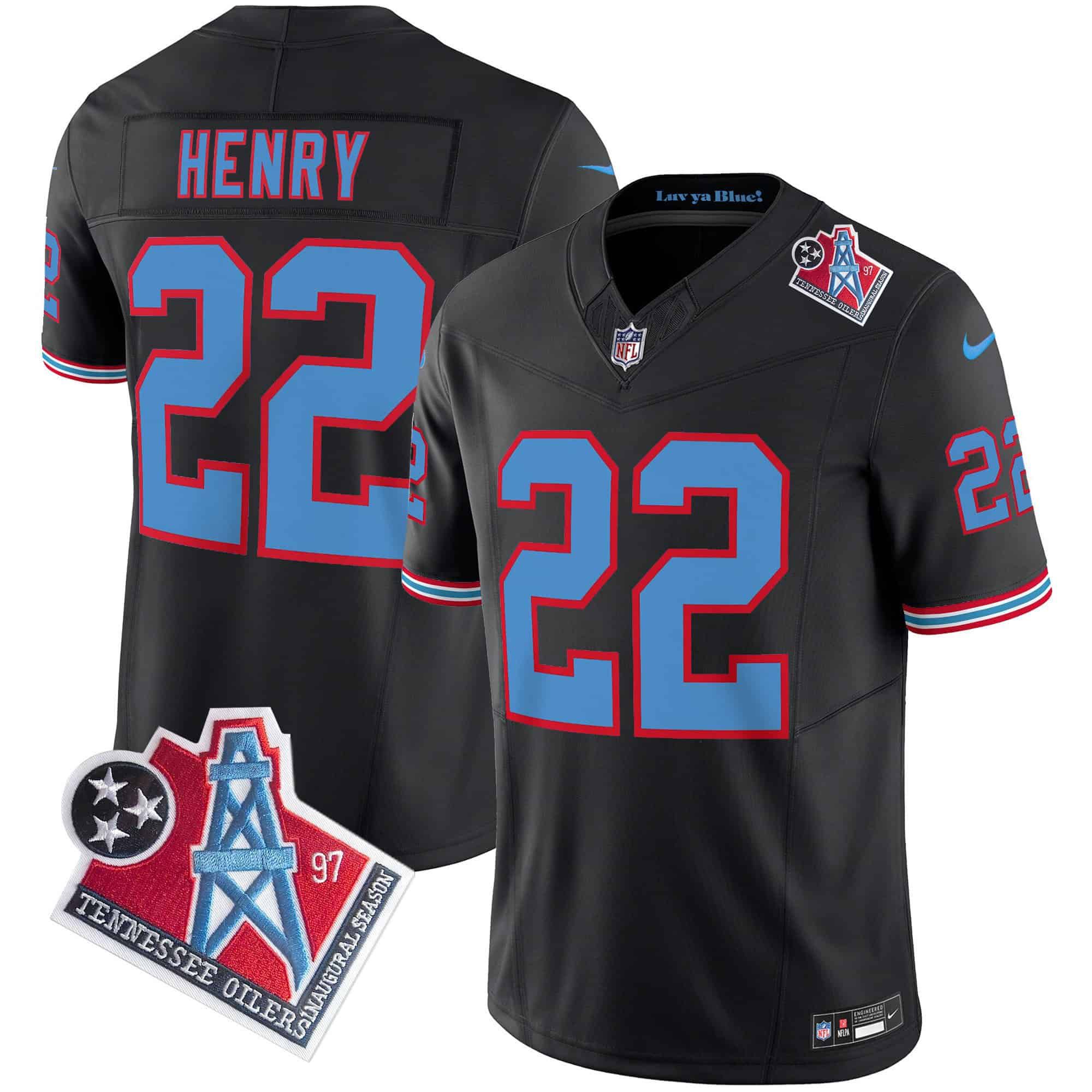 Men Tennessee Titans #22 Henry Black 1997 Throwback 2024 Nike Limited Vapor NFL Jersey